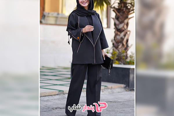 کیف مجلسی زنانه مشکی با مانتو کتی