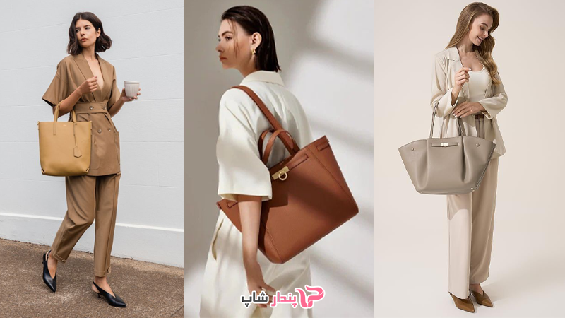 کیف مجلسی بزرگ زنانه قهوه ای