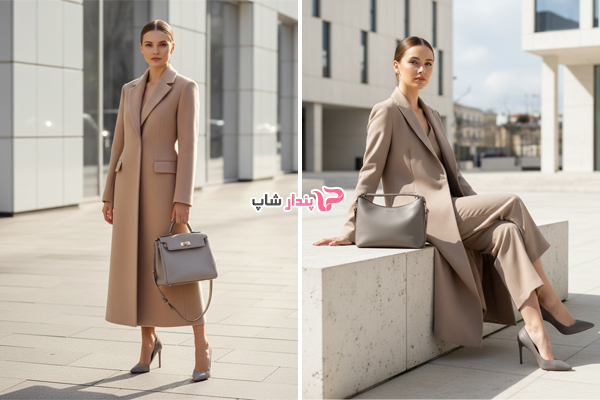 ظاهر کلاسیک و هماهنگ ست طوسی و بژ نود