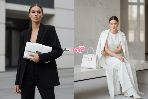 ست کردن کیف سفید با استایل مونوکروم