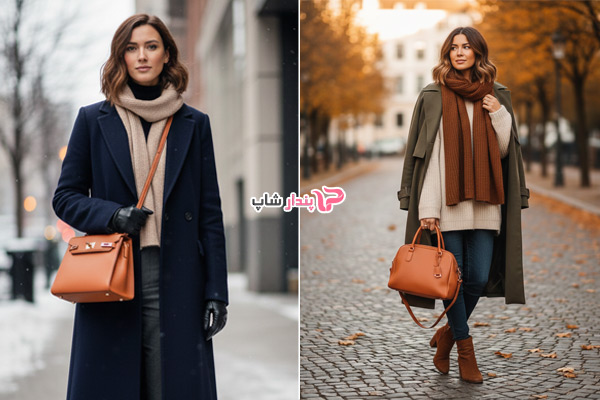 ست کردن کیف نارنجی با لباس‌های پاییزی و زمستانی