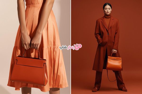 استایل مونوکروم با کیف نارنجی