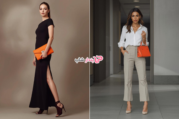 کفش پاشنه دار برای ست کردن با کیف نارنجی 