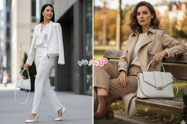 استایل مناسب مهمانی‌های شبانه با کیف دستی سفید