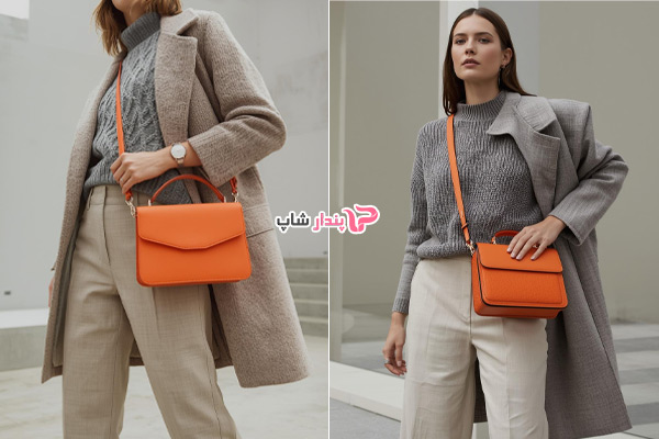 ست کردن کیف نارنجی با رنگ های خنثی