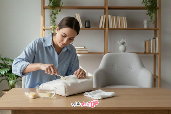 تمیز کردن کیف سفید پارچه‌ای
